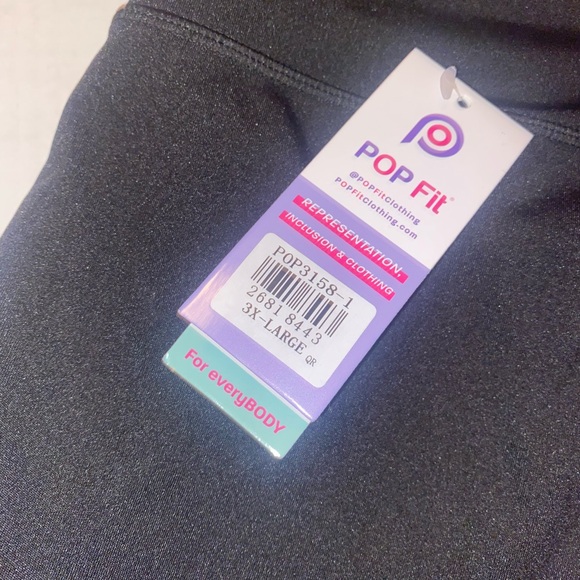 Pop fit clothing, black leggings with pink side stripe 3x-large. NWT - Picture 4 of 9